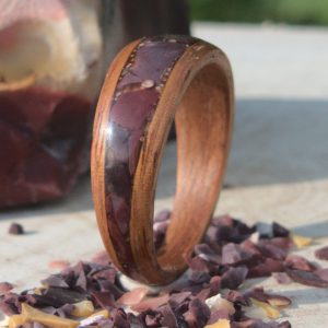 pierścionek drewniany eldorado inkrustowany mookaitem