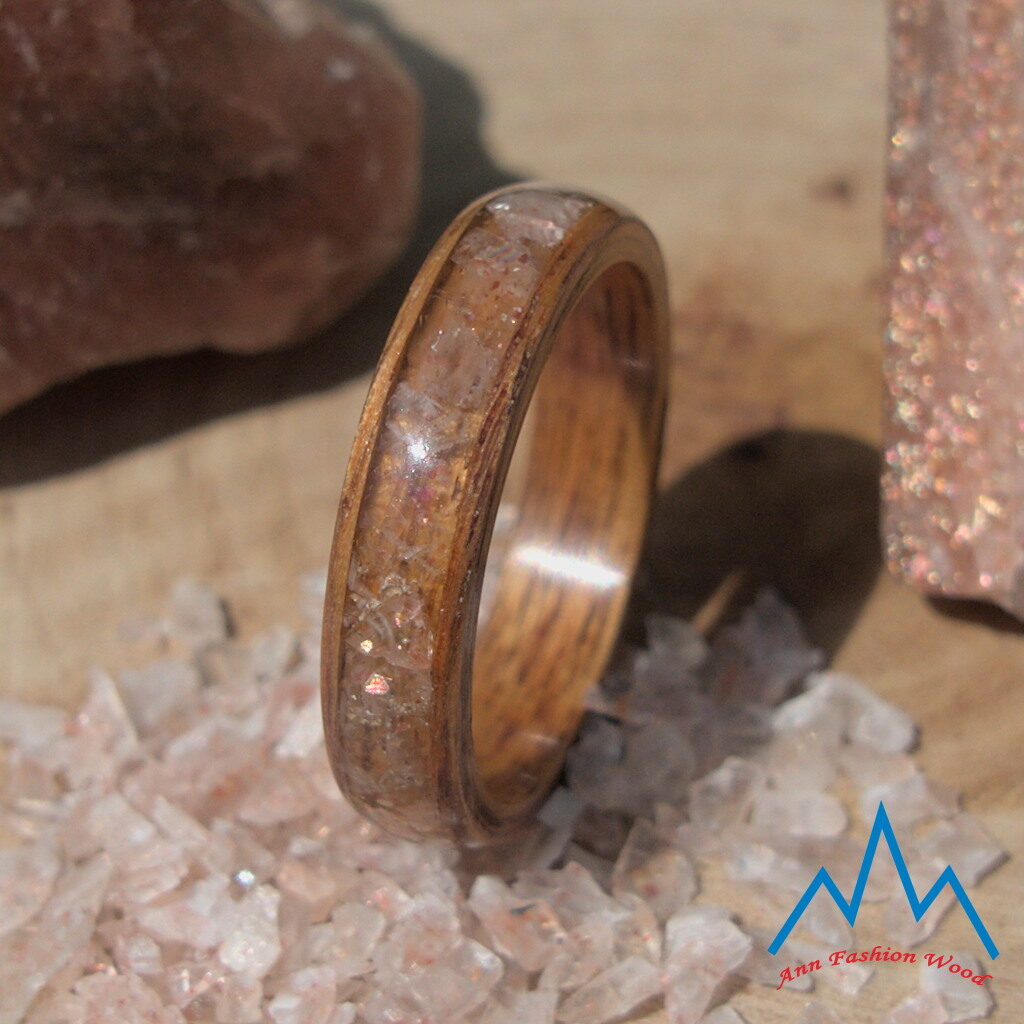 obrączka drewniana eldorado z kamieniem słonecznym