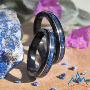Ślubne drewniane obrączki Heban Lapis Lazuli